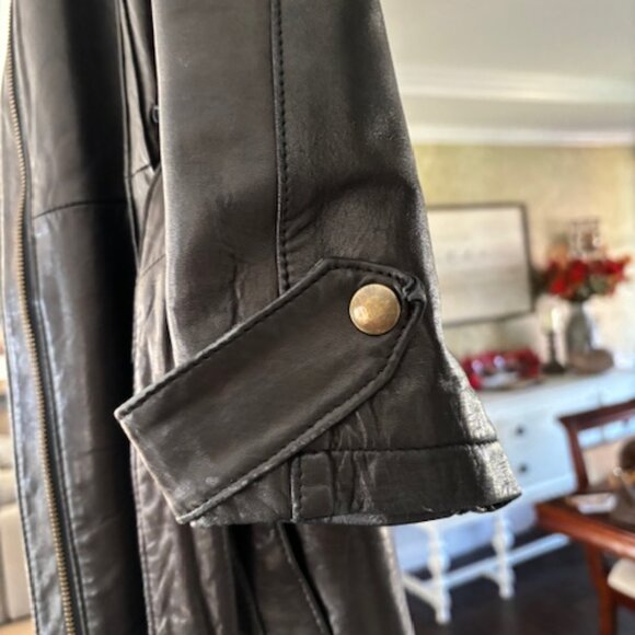 Ladies Black Leather Car Coat - Picture 2 of 4